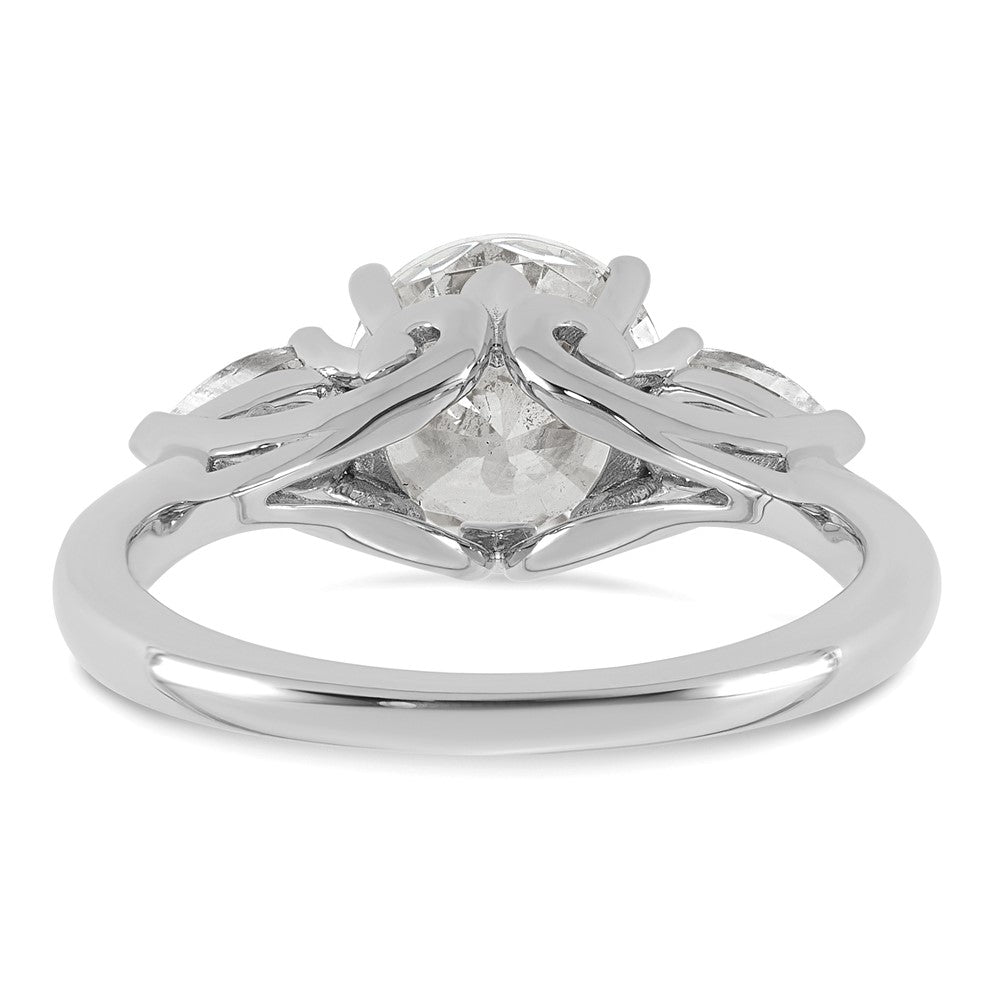 14kw 2 1/2ct Cert Lab Grown Dia VS+ F+ Round w/Pear Comp 3 Stone Eng Ring