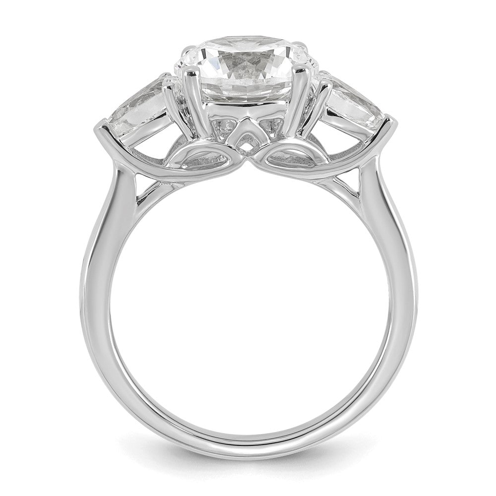 14kw 3ct Cert Lab Grown Dia VS+ F+ Round w/Pear Comp 3 Stone Eng Ring