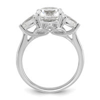 14kw 3ct Cert Lab Grown Dia VS+ F+ Round w/Pear Comp 3 Stone Eng Ring