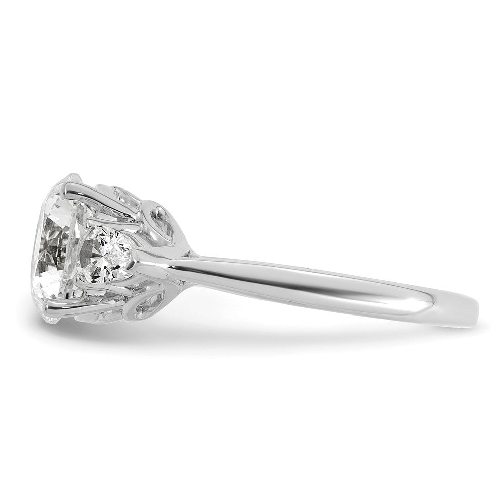 14kw 3ct Cert Lab Grown Dia VS+ F+ Round w/Pear Comp 3 Stone Eng Ring