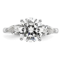 14kw 3ct Cert Lab Grown Dia VS+ F+ Round w/Pear Comp 3 Stone Eng Ring