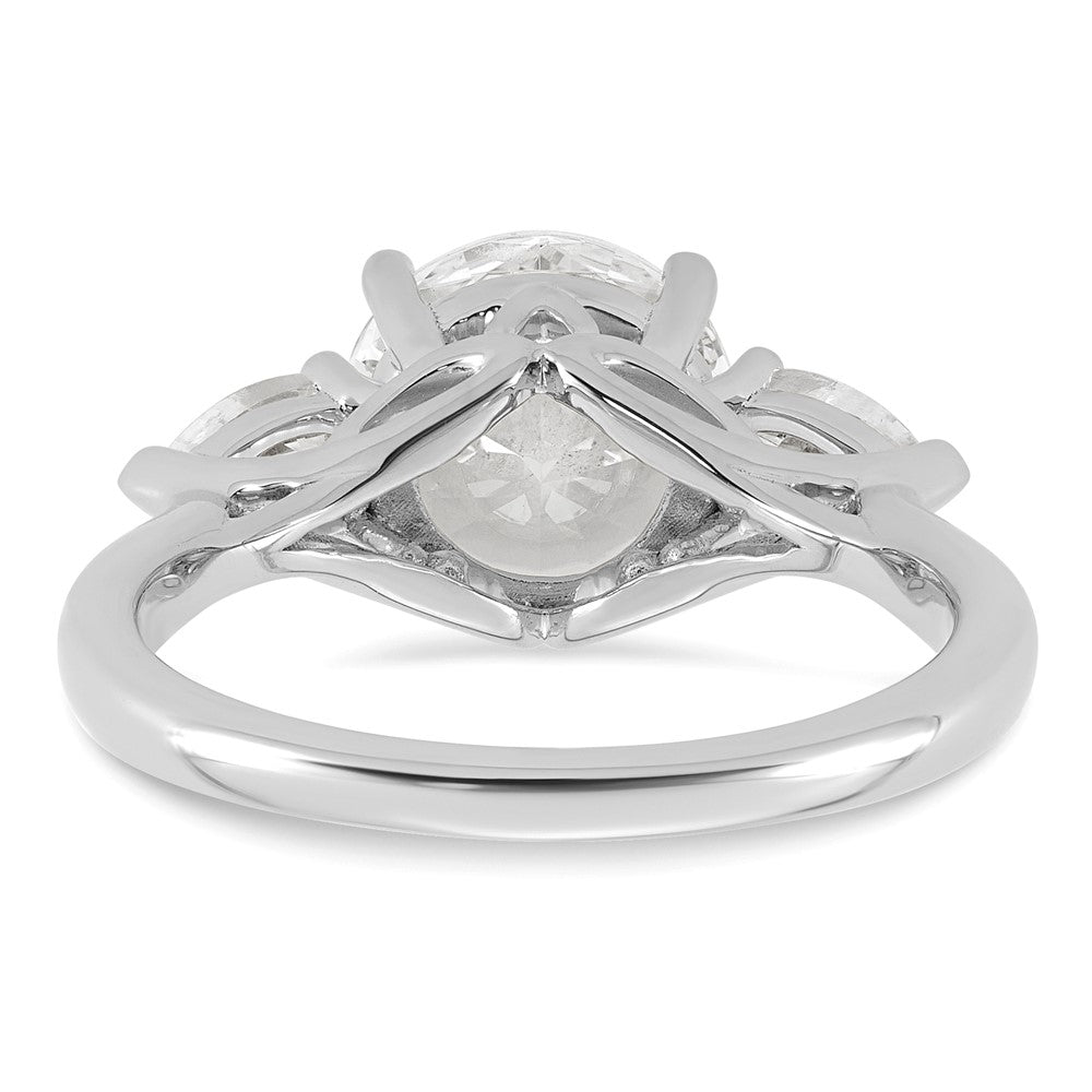 14kw 3ct Cert Lab Grown Dia VS+ F+ Round w/Pear Comp 3 Stone Eng Ring