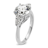 14kw 3ct Cert Lab Grown Dia VS+ F+ Round w/Pear Comp 3 Stone Eng Ring