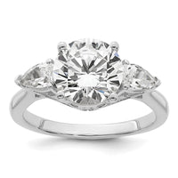 14kw 3ct Cert Lab Grown Dia VS+ F+ Round w/Pear Comp 3 Stone Eng Ring
