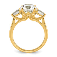 14k 3 5/8ct Lab Grown Diamond VS+ F+ Round w/Pear Comp 3 Stone Eng Ring