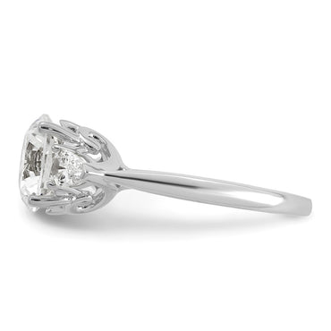 14kw 3 5/8ct Cert Lab Grown Dia VS+ F+ Round w/Pear Comp 3 Stone Eng Ring