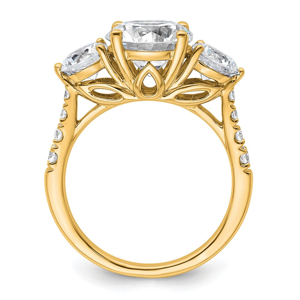 14k 4ct Lab Grown Diamond VS+ F+ Round Comp 3 Stone Eng Ring