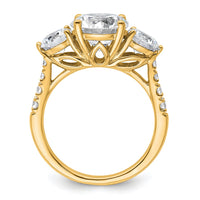 14k 4ct Lab Grown Diamond VS+ F+ Round Comp 3 Stone Eng Ring