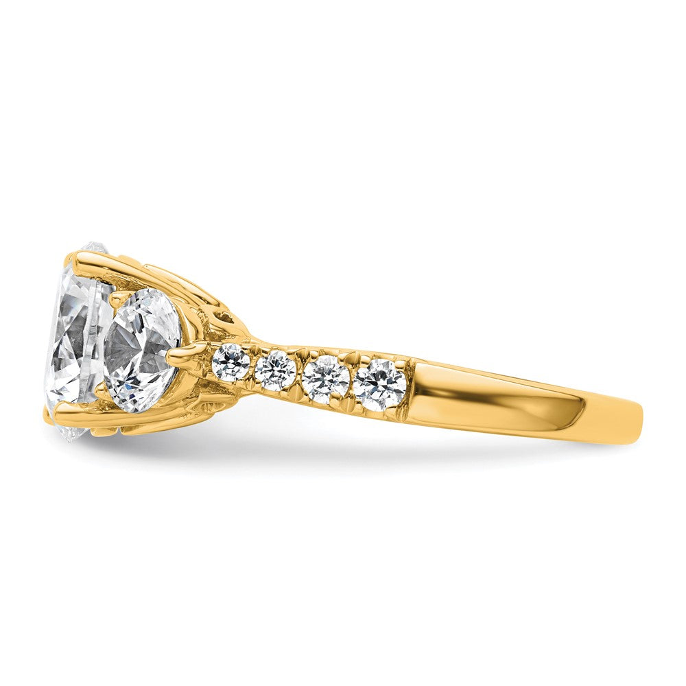 14k 4ct Lab Grown Diamond VS+ F+ Round Comp 3 Stone Eng Ring
