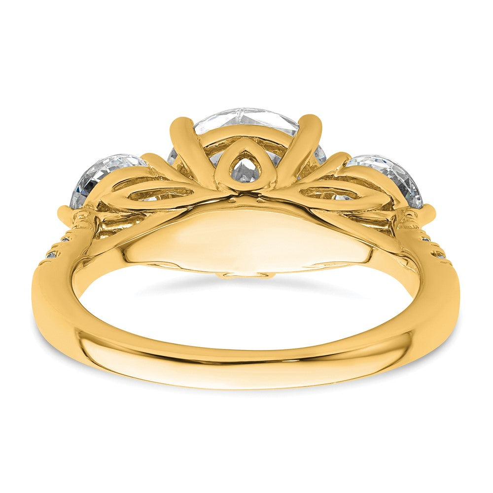 14k 4ct Lab Grown Diamond VS+ F+ Round Comp 3 Stone Eng Ring