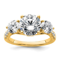 14k 4ct Lab Grown Diamond VS+ F+ Round Comp 3 Stone Eng Ring