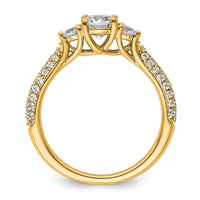 14k 1ct Cert Lab Grown Diamond VS+ F+ Comp Round 3 Stone Eng Ring