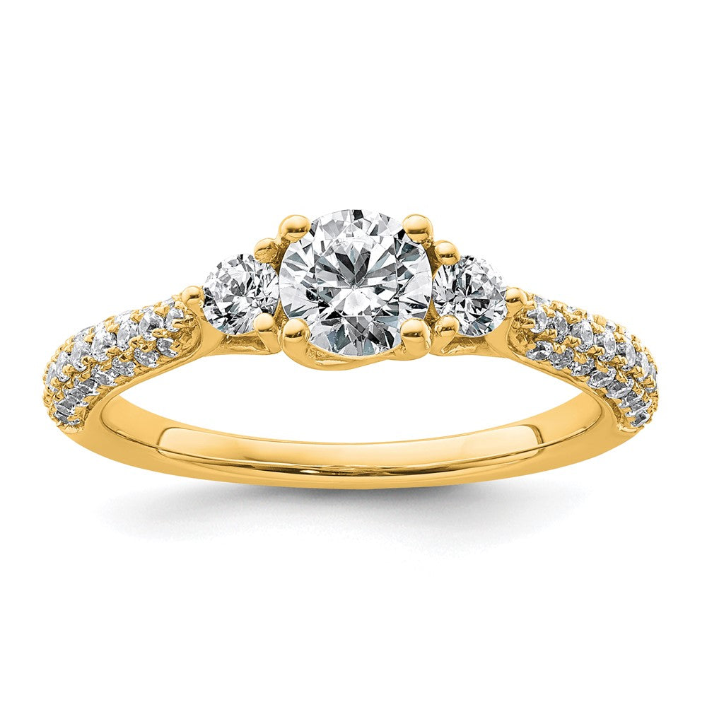 14k 1ct Cert Lab Grown Diamond VS+ F+ Comp Round 3 Stone Eng Ring