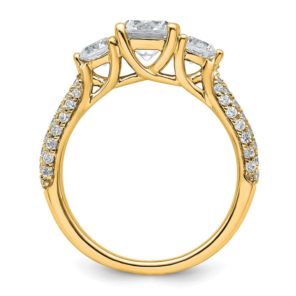 14k 1 3/4ct Cert Lab Grown Diamond VS+ F+ Comp Round 3 Stone Eng Ring