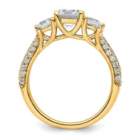 14k 1 3/4ct Cert Lab Grown Diamond VS+ F+ Comp Round 3 Stone Eng Ring