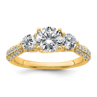 14k 1 3/4ct Cert Lab Grown Diamond VS+ F+ Comp Round 3 Stone Eng Ring