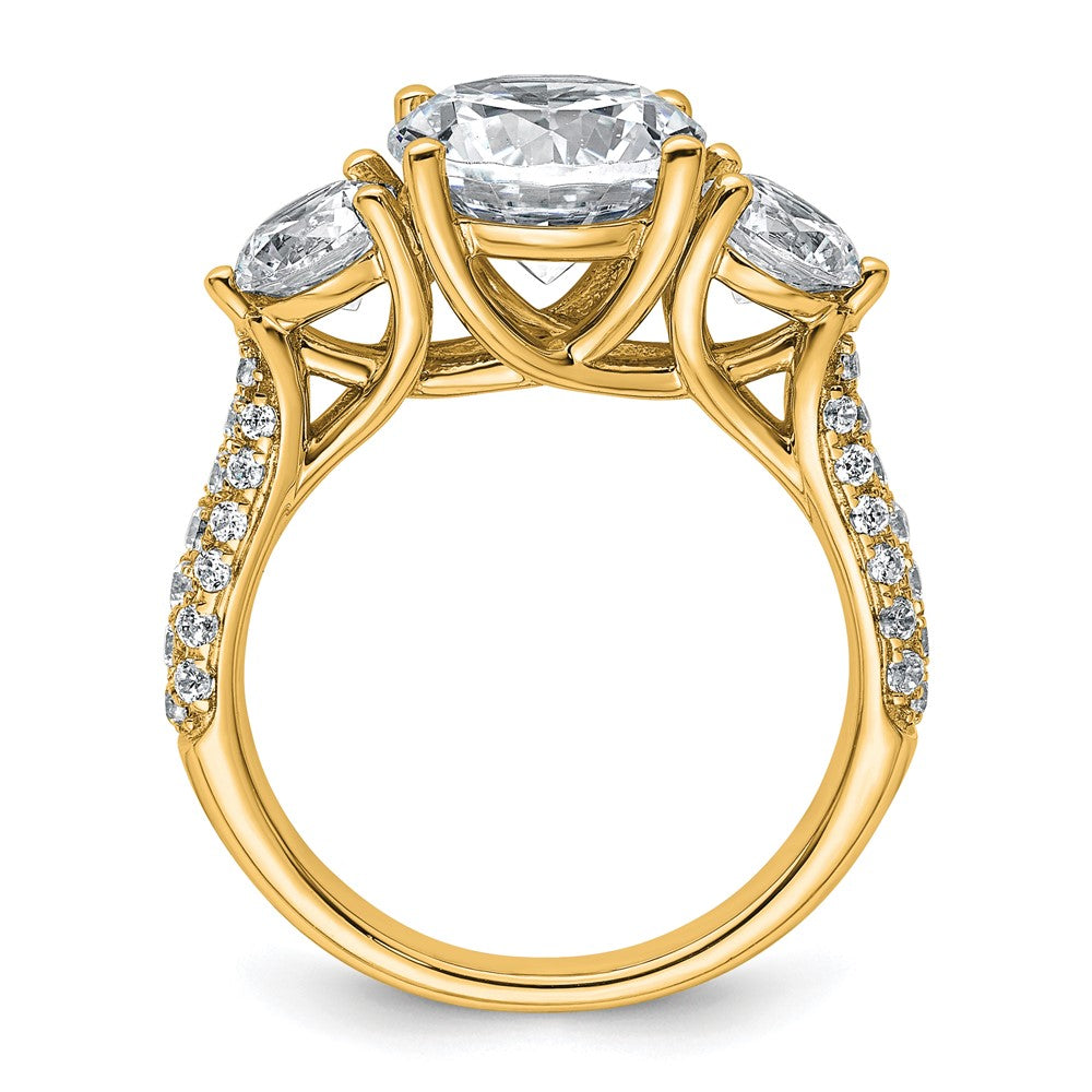 14k 1 3/8ct Lab Grown Diamond VS+ F+ Comp Round 3 Stone Engagement Ring