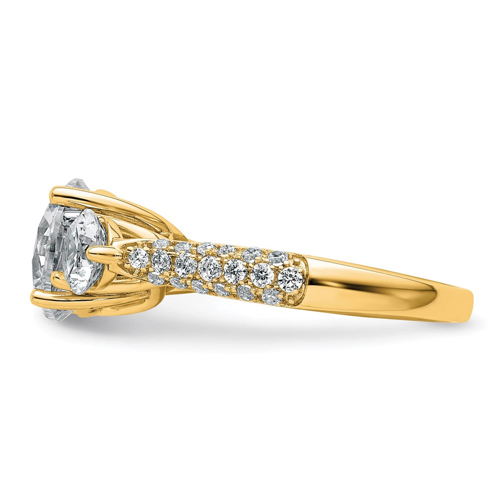 14k 1 3/8ct Lab Grown Diamond VS+ F+ Comp Round 3 Stone Engagement Ring