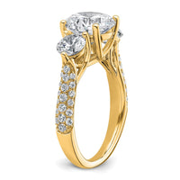 14k 1 3/8ct Lab Grown Diamond VS+ F+ Comp Round 3 Stone Engagement Ring