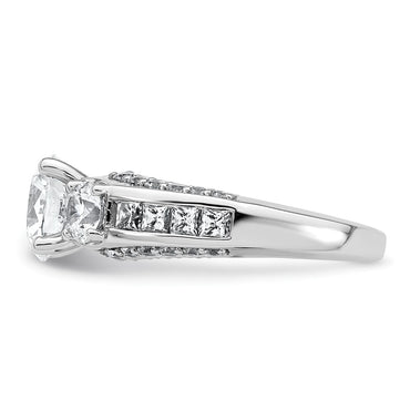 14kw 3 3/4ct Cert Lab Grown Diamond VS+ F+ Round Comp 3 Stone Eng Ring