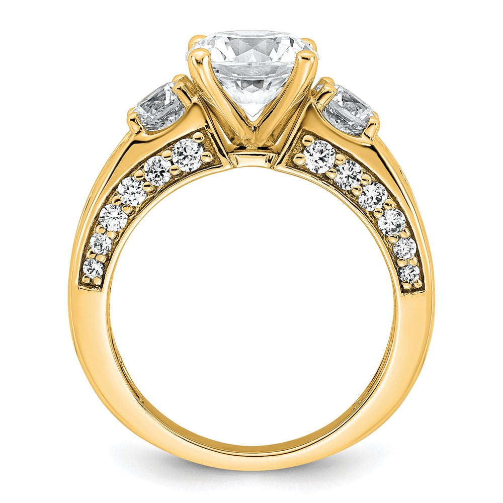 14k 3 3/4ct Cert Lab Grown Diamond VS+ F+ Round Comp 3 Stone Eng Ring