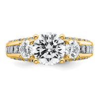 14k 3 3/4ct Cert Lab Grown Diamond VS+ F+ Round Comp 3 Stone Eng Ring