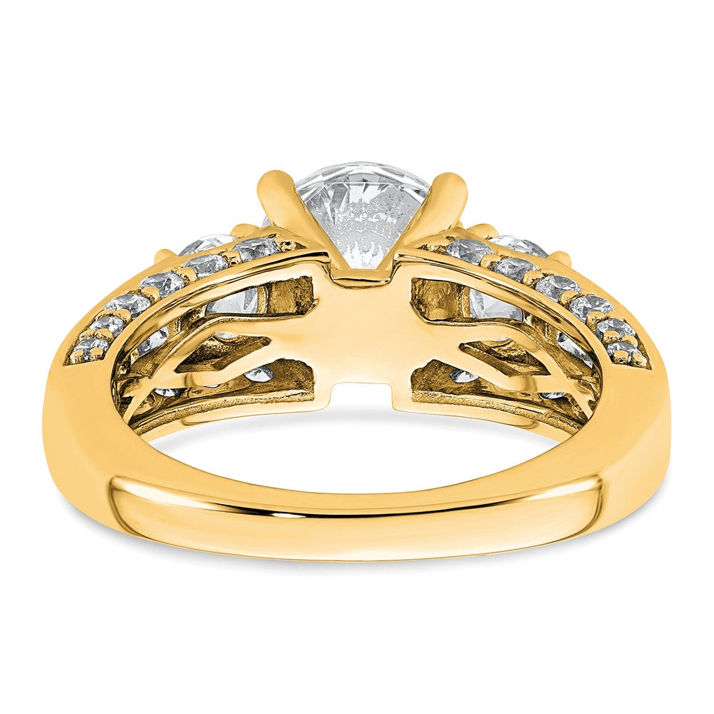 14k 3 3/4ct Cert Lab Grown Diamond VS+ F+ Round Comp 3 Stone Eng Ring