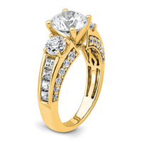14k 3 3/4ct Cert Lab Grown Diamond VS+ F+ Round Comp 3 Stone Eng Ring