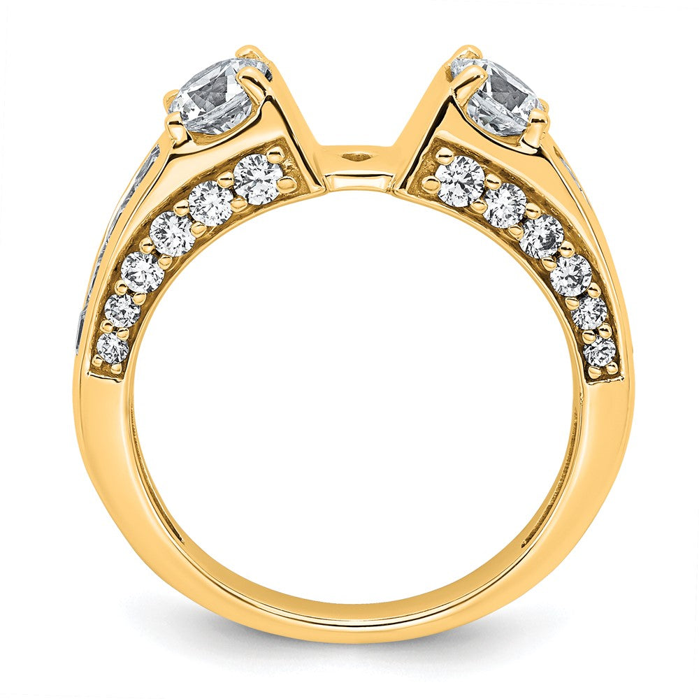 14k 1 3/4ct Lab Grown Dia VS+ F+ 2ct Center Round Semi 3 Stone Eng Ring