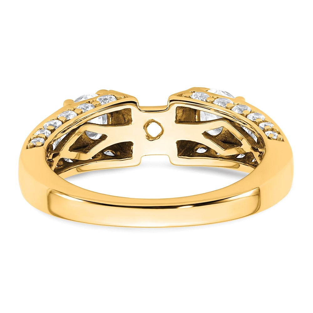 14k 1 3/4ct Lab Grown Dia VS+ F+ 2ct Center Round Semi 3 Stone Eng Ring