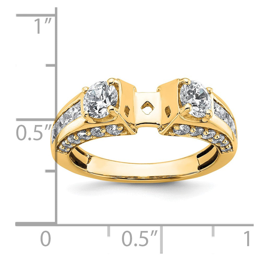 14k 1 3/4ct Lab Grown Dia VS+ F+ 2ct Center Round Semi 3 Stone Eng Ring