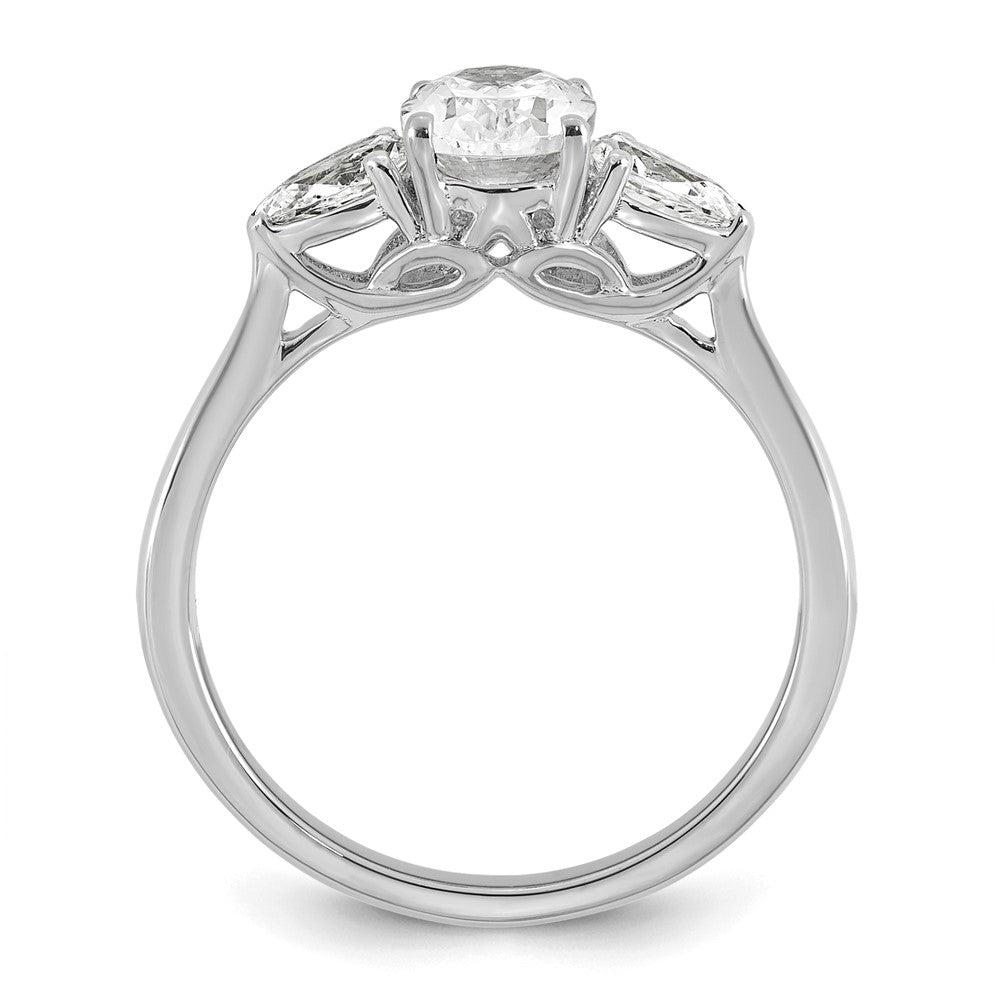 14kw 1 3/8ct Lab Grown Diamond VS+ F+ Oval/Pear Comp 3 Stone Eng Ring