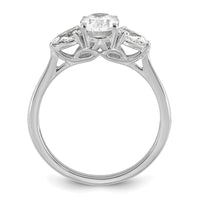 14kw 1 3/8ct Lab Grown Diamond VS+ F+ Oval/Pear Comp 3 Stone Eng Ring