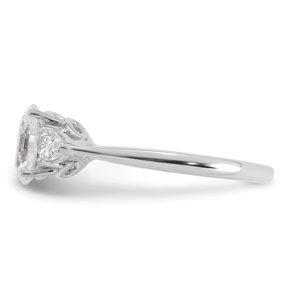 14kw 1 3/8ct Lab Grown Diamond VS+ F+ Oval/Pear Comp 3 Stone Eng Ring