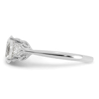 14kw 1 3/8ct Lab Grown Diamond VS+ F+ Oval/Pear Comp 3 Stone Eng Ring