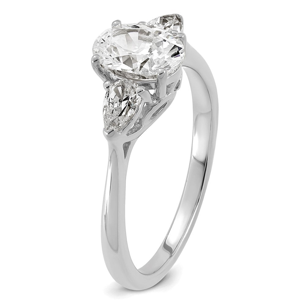 14kw 1 3/8ct Lab Grown Diamond VS+ F+ Oval/Pear Comp 3 Stone Eng Ring