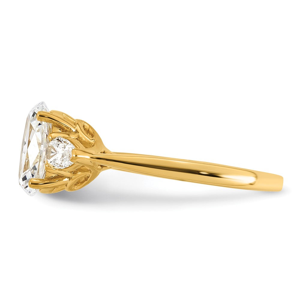 14k 1 7/8ct Lab Grown Diamond VS+ F+ Oval/Pear Comp 3 Stone Eng Ring