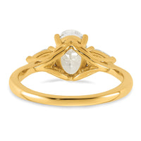 14k 1 7/8ct Lab Grown Diamond VS+ F+ Oval/Pear Comp 3 Stone Eng Ring