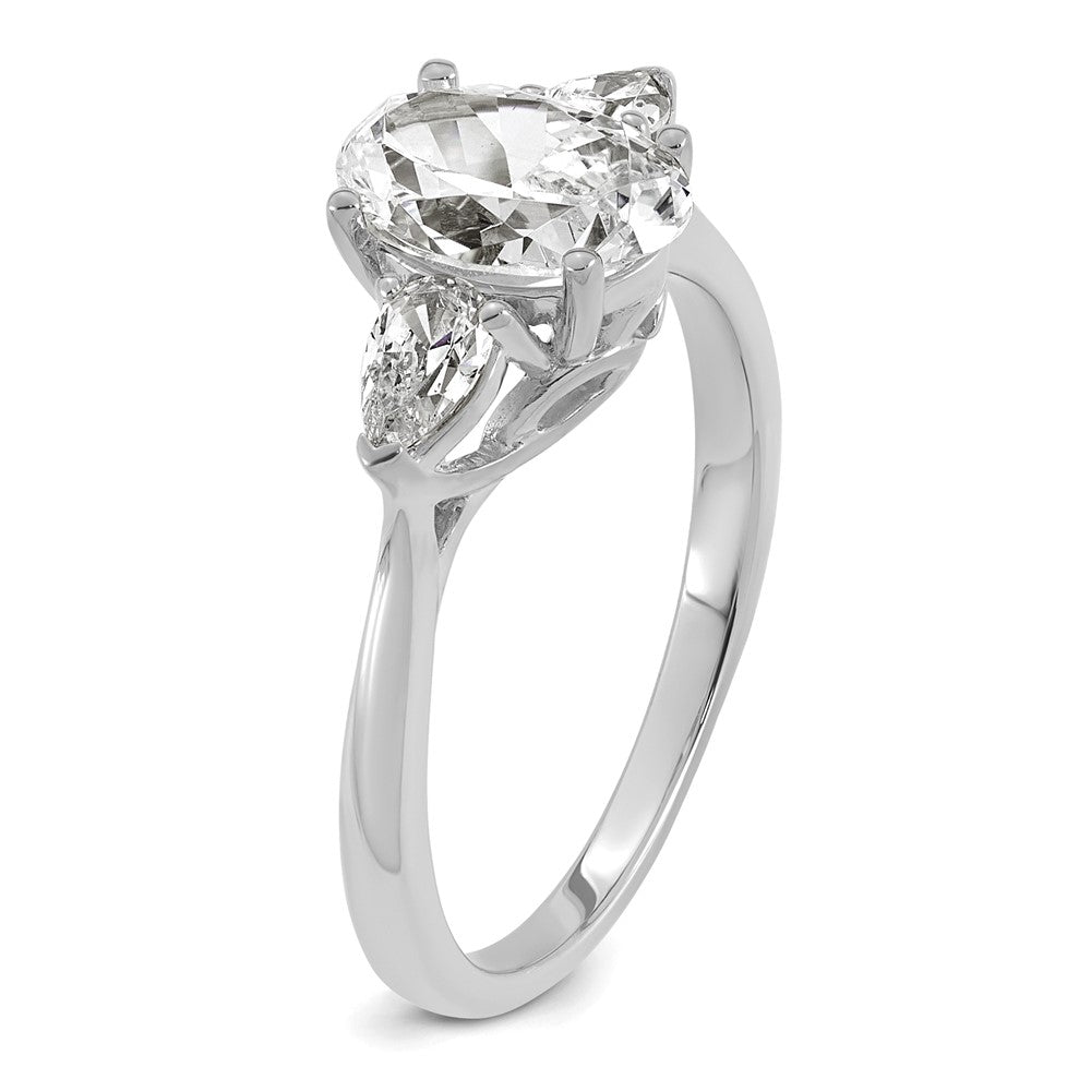 14kw 1 7/8ct Cert Lab Grown Dia VS+ F+ Oval/Pear Comp 3 Stone Eng Ring