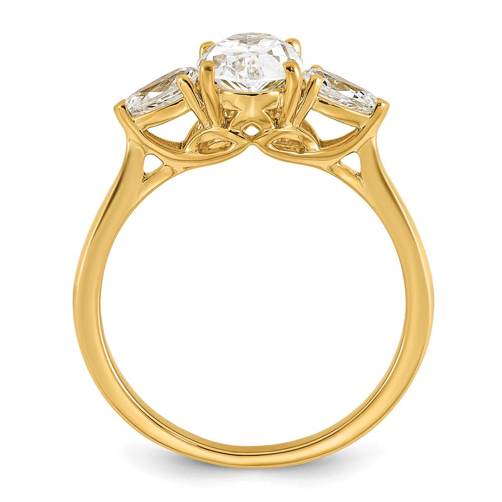 14k 1 7/8ct Cert Lab Grown Dia VS+ F+ Oval/Pear Comp 3 Stone Eng Ring