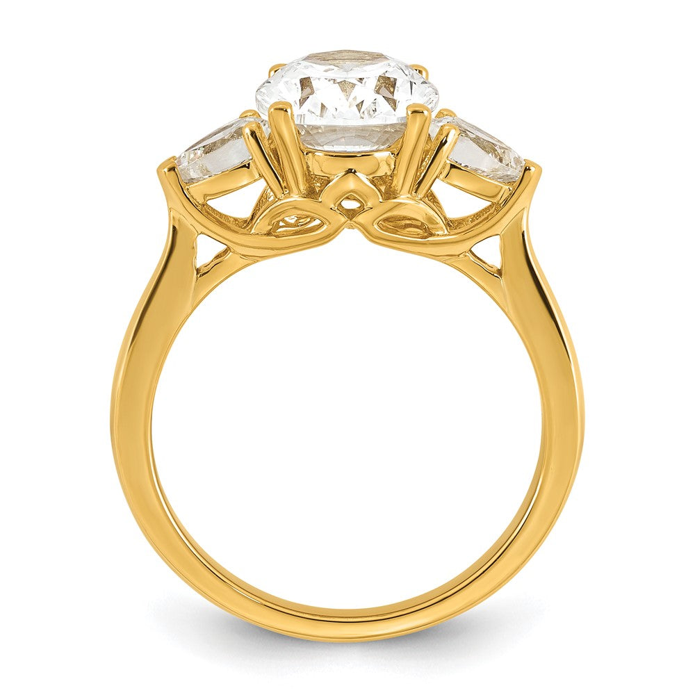 14k 2 1/2ct Cert Lab Grown Diamond VS+ F+ Oval/Pear Comp 3 Stone Eng Ring