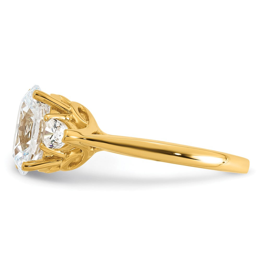 14k 2 1/2ct Cert Lab Grown Diamond VS+ F+ Oval/Pear Comp 3 Stone Eng Ring