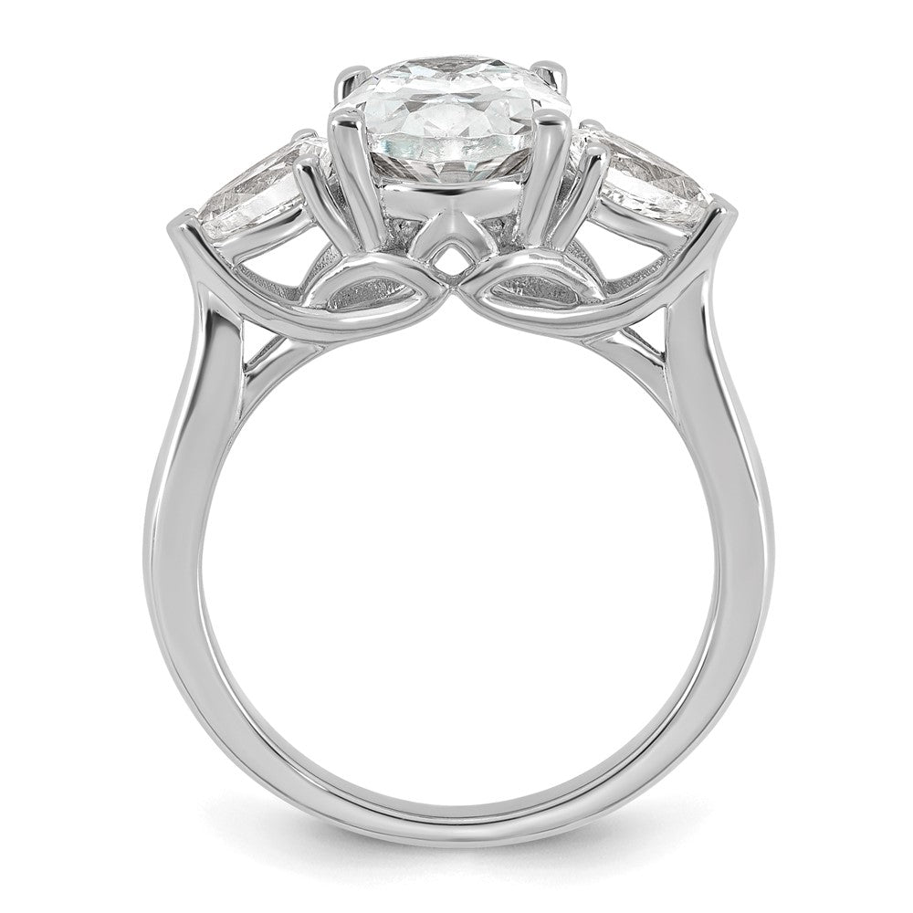 14kw 3 5/8ct Cert Lab Grown Dia VS+ F+ Oval/Pear Comp 3 Stone Eng Ring