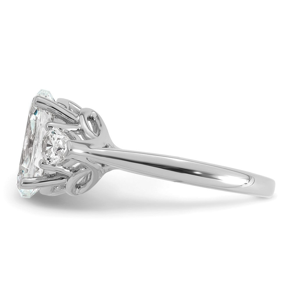 14kw 3 5/8ct Cert Lab Grown Dia VS+ F+ Oval/Pear Comp 3 Stone Eng Ring