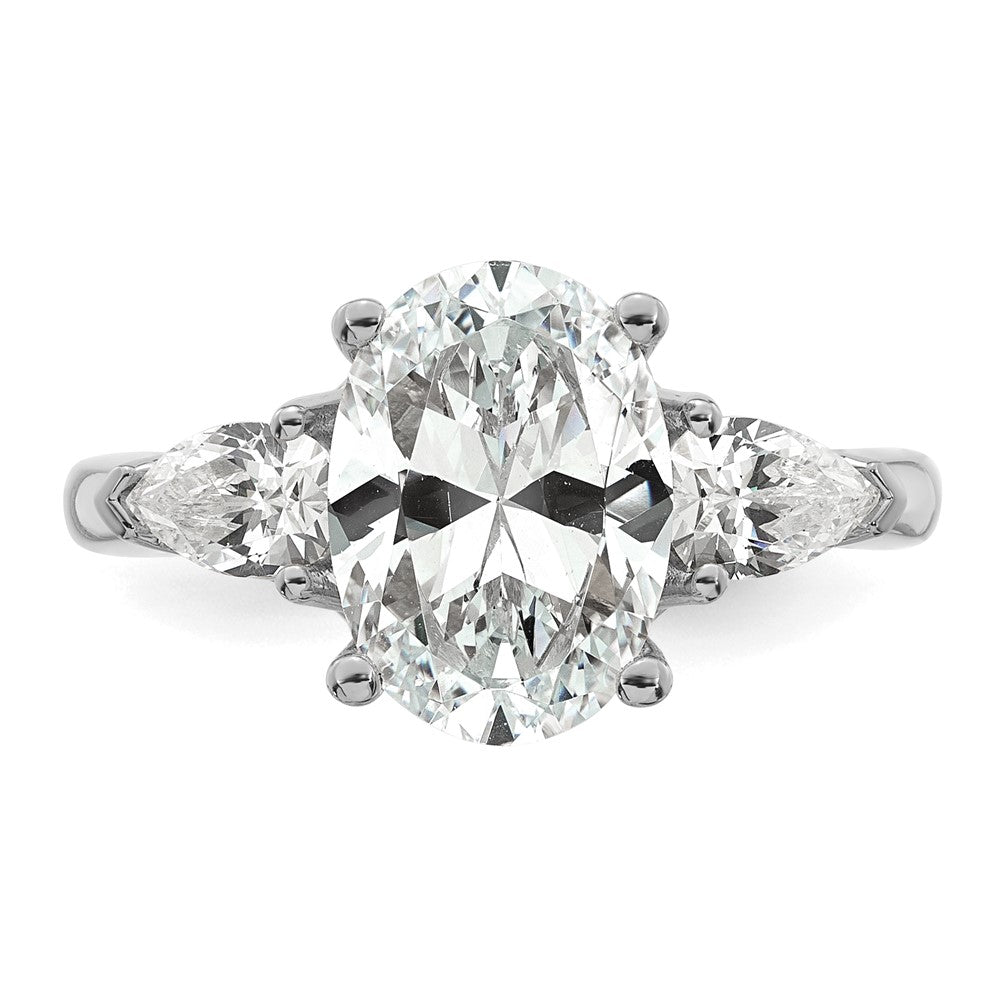 14kw 3 5/8ct Cert Lab Grown Dia VS+ F+ Oval/Pear Comp 3 Stone Eng Ring