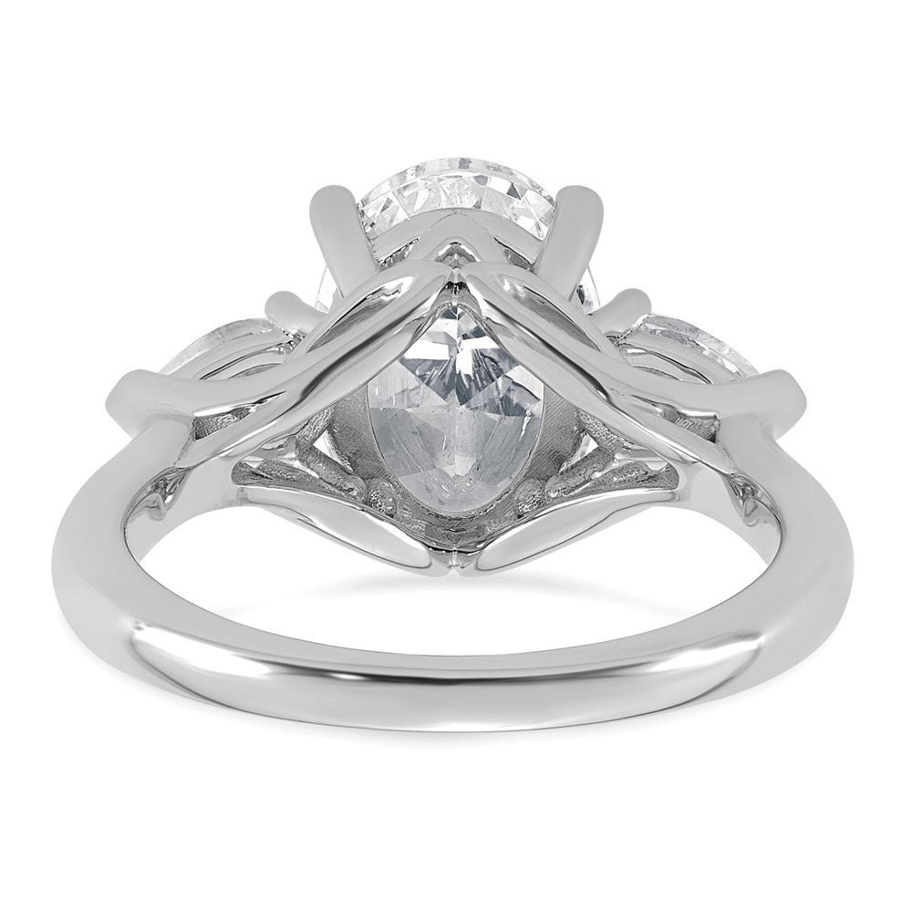 14kw 3 5/8ct Cert Lab Grown Dia VS+ F+ Oval/Pear Comp 3 Stone Eng Ring