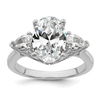 14kw 3 5/8ct Cert Lab Grown Dia VS+ F+ Oval/Pear Comp 3 Stone Eng Ring