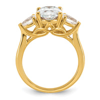 14k 3 5/8ct Cert Lab Grown Dia VS+ F+ Oval/Pear Comp 3 Stone Eng Ring