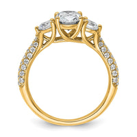 14k 3/4ct Lab Grown Diamond VS+ F+ Oval&Round S/M 3 Stone Eng Ring