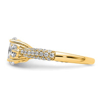 14k 3/4ct Lab Grown Diamond VS+ F+ Oval&Round S/M 3 Stone Eng Ring